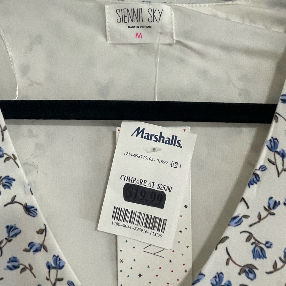 Sienna Sky Women's White Maxi Dress with Blue Floral Print Size M - Picture 2 of 5